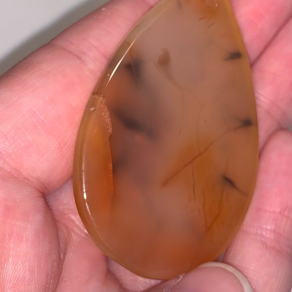 Orange and Black Dragon Veins Agate Teardrop Pendant - Picture 4 of 7